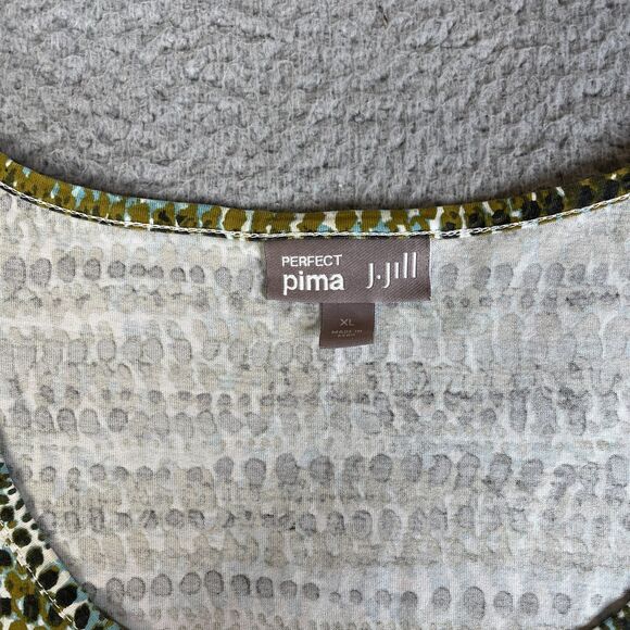 J. Jill Perfect Pima Top Womens XL Green Blue Short Sleeve Scoop Neck Cotton - Picture 3 of 10